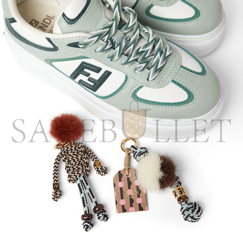FENDI MATCH LOW TOP PLATFORM SHOES IN GREEN LEATHER 8E8721AY9NF1TO5